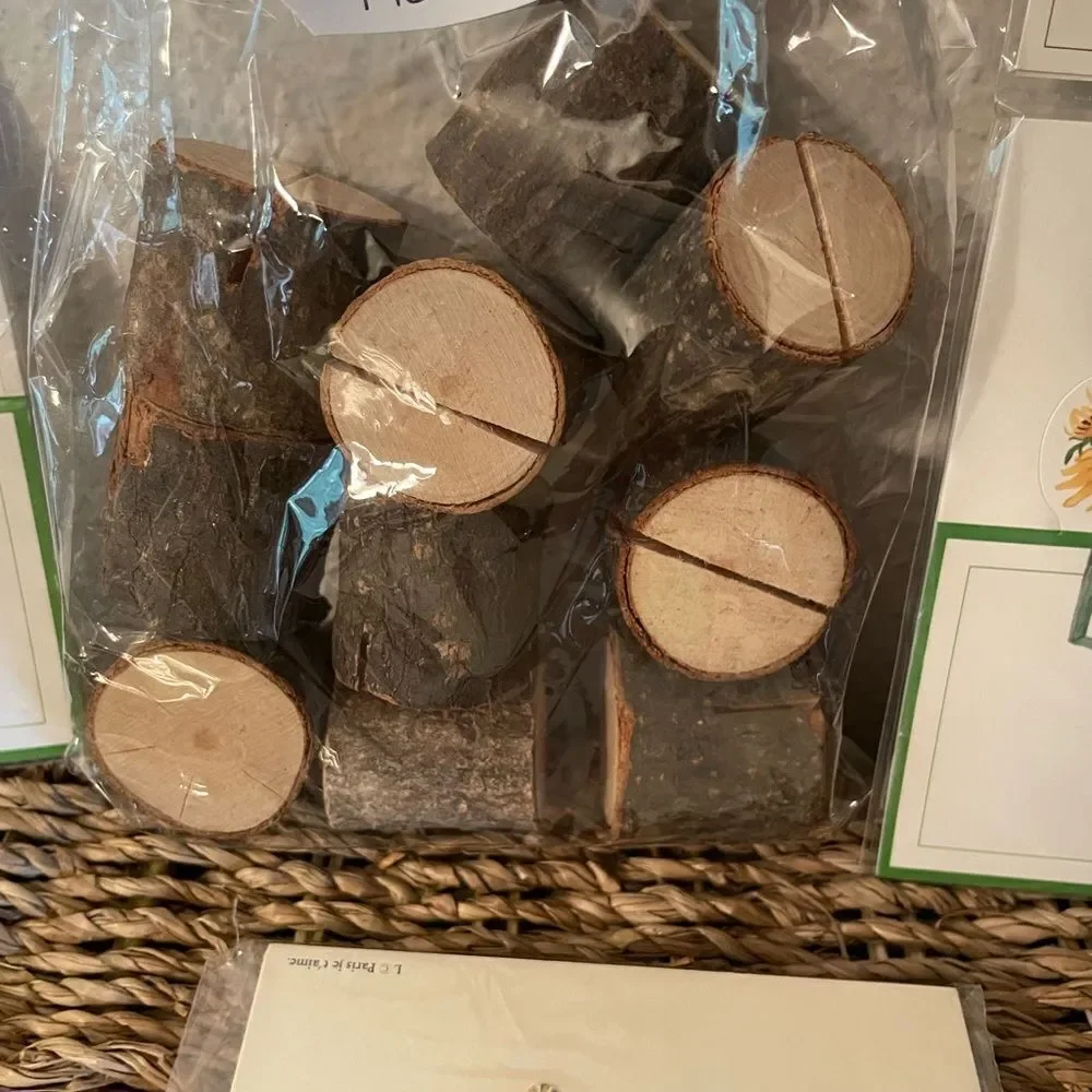 Pine Wood Place Setting Holders Caspari & Claudia Laub 1988 Die Cut Place Cards
